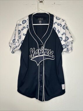 Mariners Women's Baseball Jersey - Navy and White